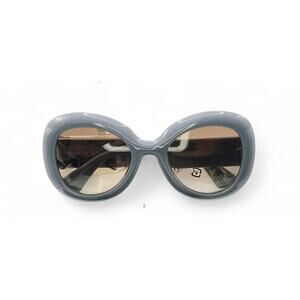 Moschino Grey Blue Periwinkle Round Sunglasses Black Lenses Boho Cottagecore
